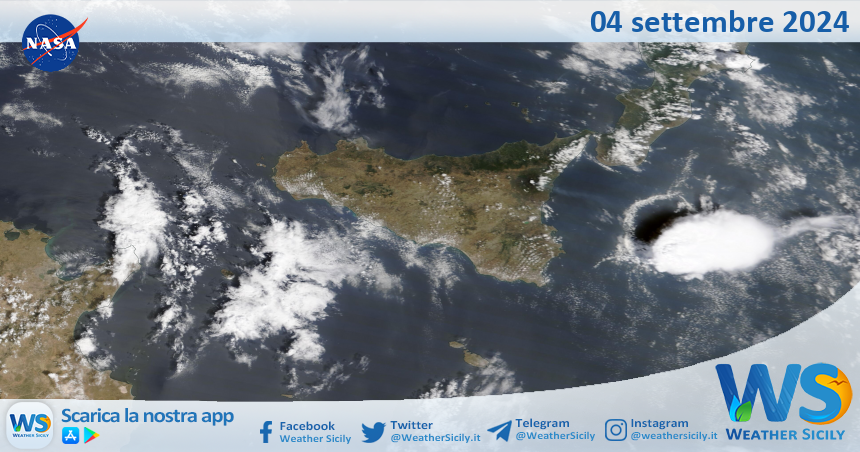 Meteo Sicilia: immagine satellitare Nasa di mercoledì 04 settembre 2024