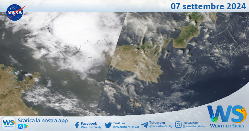 Meteo Sicilia: immagine satellitare Nasa di sabato 07 settembre 2024