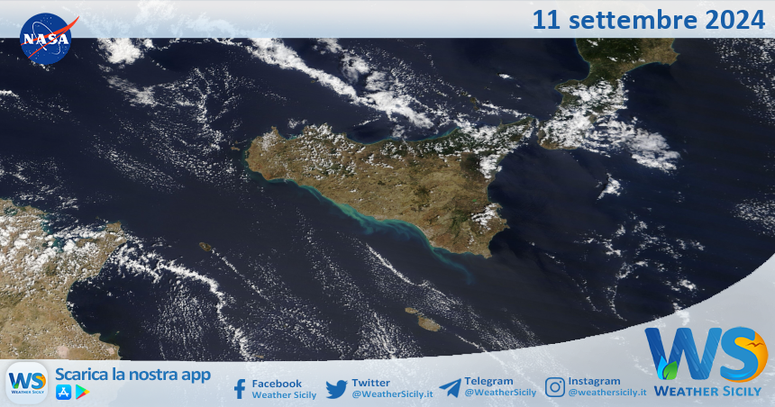 Meteo Sicilia: immagine satellitare Nasa di mercoledì 11 settembre 2024