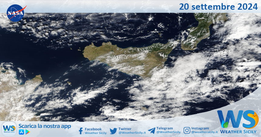 Meteo Sicilia: immagine satellitare Nasa di venerdì 20 settembre 2024