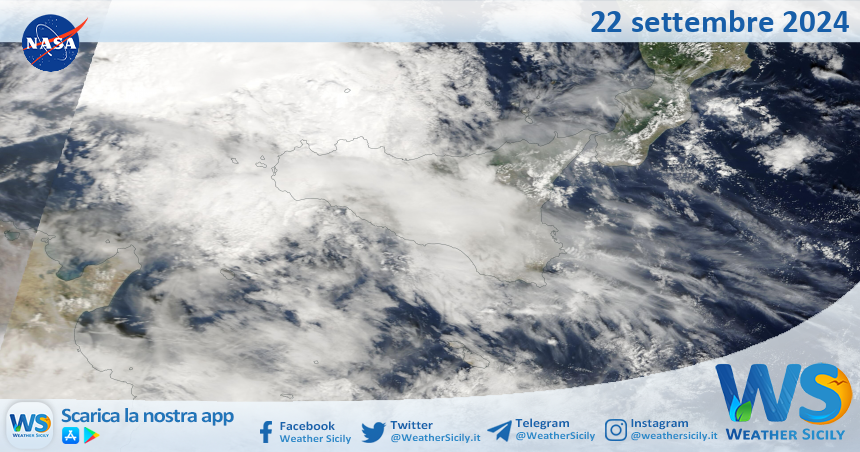 Meteo Sicilia: immagine satellitare Nasa di domenica 22 settembre 2024