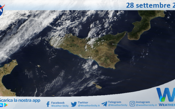 Meteo Sicilia: immagine satellitare Nasa di sabato 28 settembre 2024