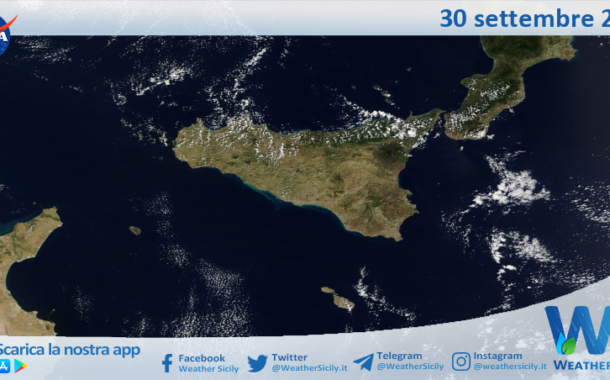 Meteo Sicilia: immagine satellitare Nasa di lunedì 30 settembre 2024