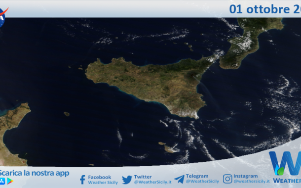 Meteo Sicilia: immagine satellitare Nasa di martedì 01 ottobre 2024