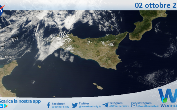 Meteo Sicilia: immagine satellitare Nasa di mercoledì 02 ottobre 2024