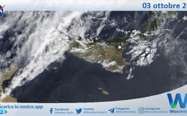 Meteo Sicilia: immagine satellitare Nasa di giovedì 03 ottobre 2024