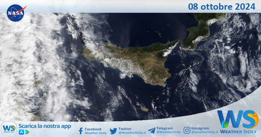 Meteo Sicilia: immagine satellitare Nasa di martedì 08 ottobre 2024