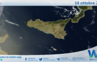 Meteo Sicilia: immagine satellitare Nasa di lunedì 14 ottobre 2024