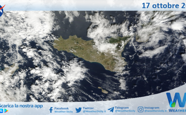 Meteo Sicilia: immagine satellitare Nasa di giovedì 17 ottobre 2024