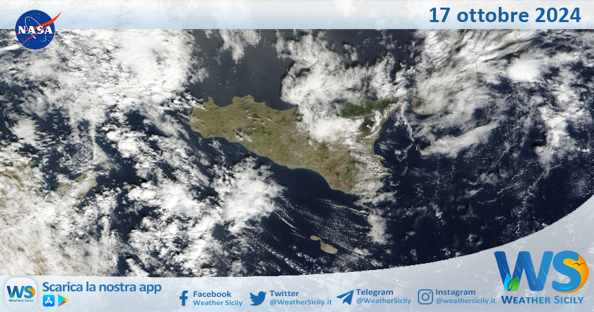 Meteo Sicilia: immagine satellitare Nasa di giovedì 17 ottobre 2024