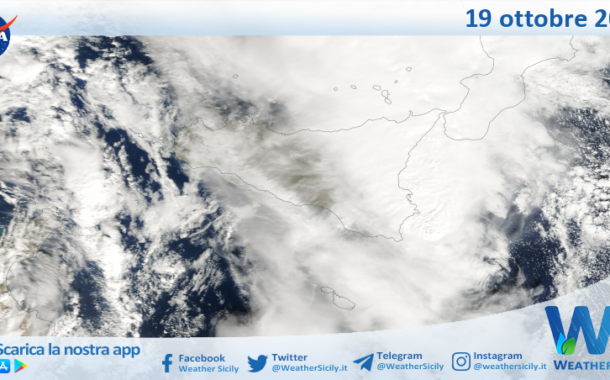 Meteo Sicilia: immagine satellitare Nasa di sabato 19 ottobre 2024