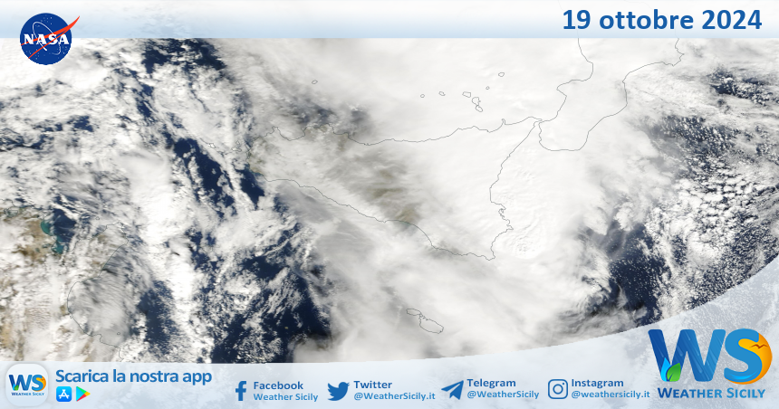 Meteo Sicilia: immagine satellitare Nasa di sabato 19 ottobre 2024