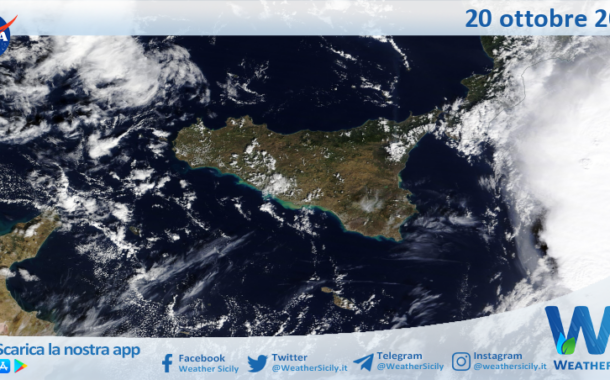 Meteo Sicilia: immagine satellitare Nasa di domenica 20 ottobre 2024