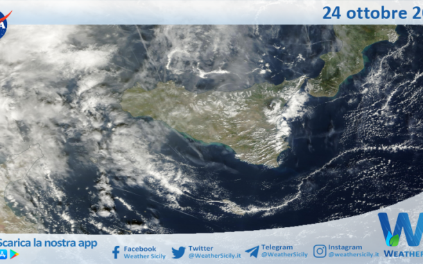 Meteo Sicilia: immagine satellitare Nasa di giovedì 24 ottobre 2024