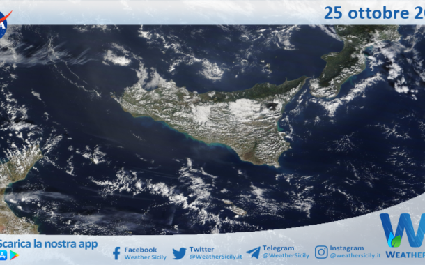 Meteo Sicilia: immagine satellitare Nasa di venerdì 25 ottobre 2024