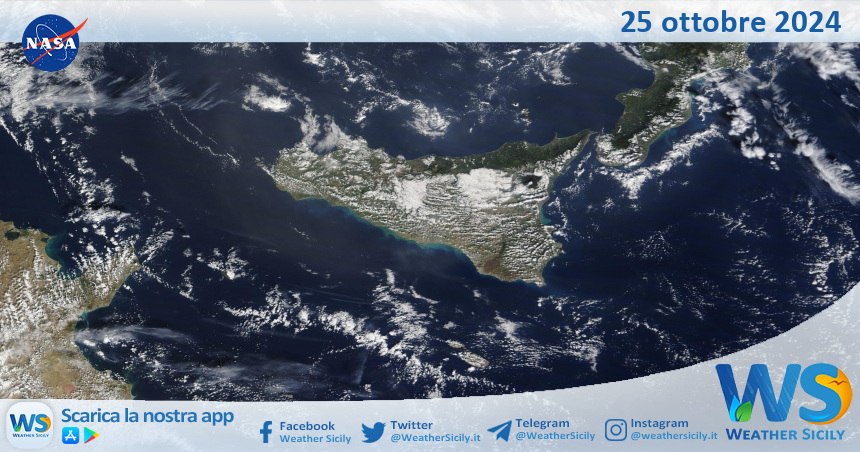 Meteo Sicilia: immagine satellitare Nasa di venerdì 25 ottobre 2024