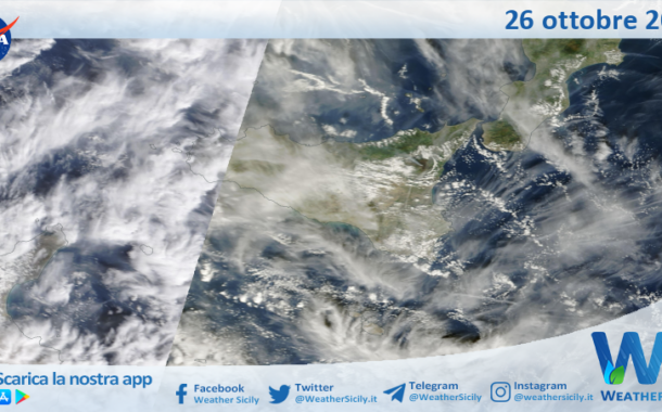 Meteo Sicilia: immagine satellitare Nasa di sabato 26 ottobre 2024