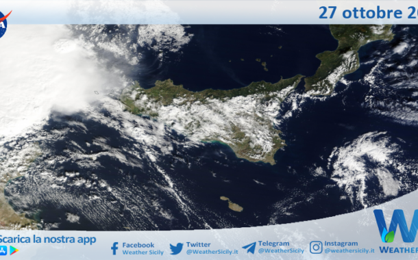 Meteo Sicilia: immagine satellitare Nasa di domenica 27 ottobre 2024