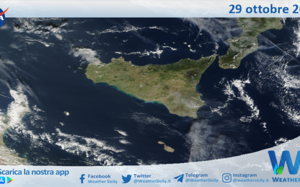 Meteo Sicilia: immagine satellitare Nasa di martedì 29 ottobre 2024