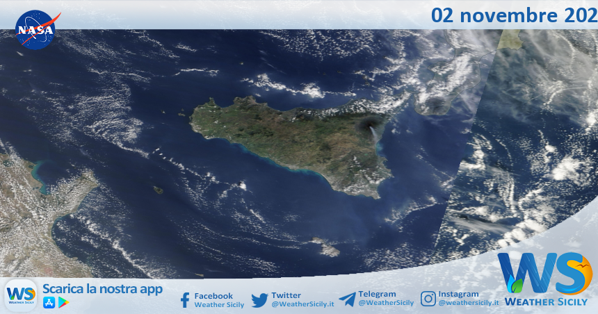 Meteo Sicilia: immagine satellitare Nasa di sabato 02 novembre 2024