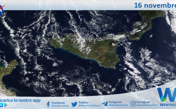 Meteo Sicilia: immagine satellitare Nasa di sabato 16 novembre 2024