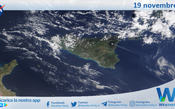 Meteo Sicilia: immagine satellitare Nasa di martedì 19 novembre 2024