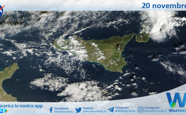 Meteo Sicilia: immagine satellitare Nasa di mercoledì 20 novembre 2024