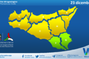 Meteo Sicilia: bollettino di allerta meteo per domani, lunedì 23 dicembre 2024