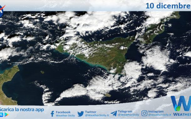 Meteo Sicilia: immagine satellitare Nasa di martedì 10 dicembre 2024