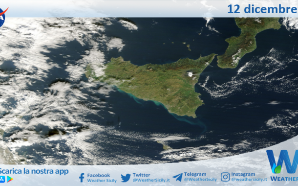 Meteo Sicilia: immagine satellitare Nasa di giovedì 12 dicembre 2024