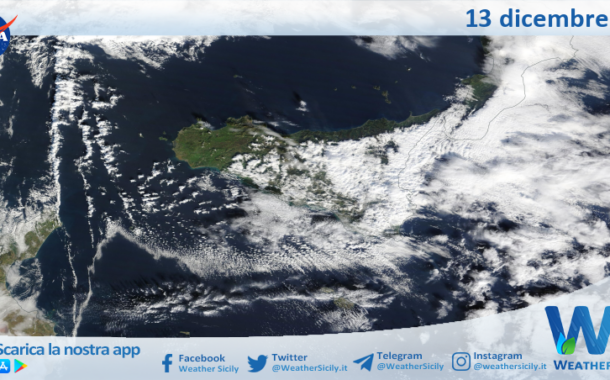 Meteo Sicilia: immagine satellitare Nasa di venerdì 13 dicembre 2024