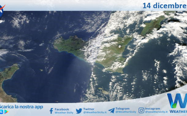 Meteo Sicilia: immagine satellitare Nasa di sabato 14 dicembre 2024