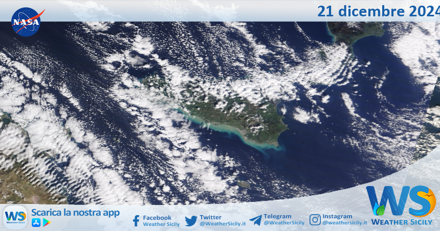 Meteo Sicilia: immagine satellitare Nasa di sabato 21 dicembre 2024