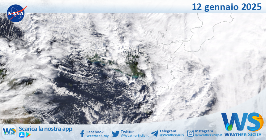 Meteo Sicilia: immagine satellitare Nasa di domenica 12 gennaio 2025