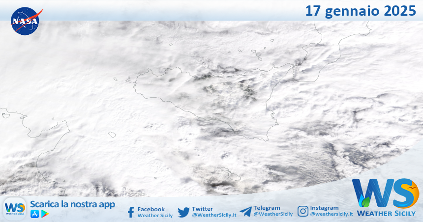 Meteo Sicilia: immagine satellitare Nasa di venerdì 17 gennaio 2025