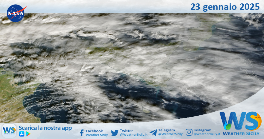 Meteo Sicilia: immagine satellitare Nasa di giovedì 23 gennaio 2025