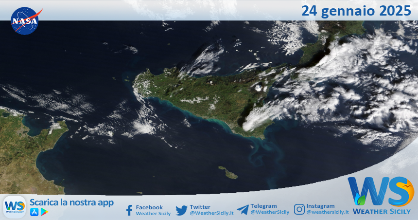 Meteo Sicilia: immagine satellitare Nasa di venerdì 24 gennaio 2025