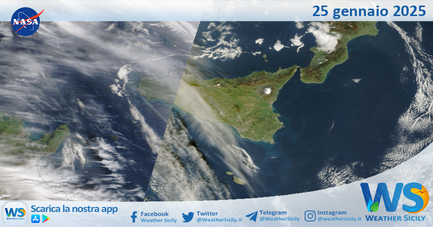 Meteo Sicilia: immagine satellitare Nasa di sabato 25 gennaio 2025