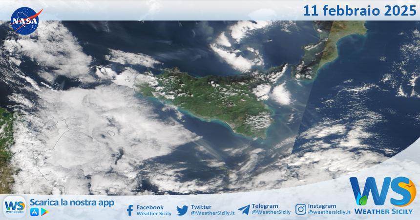 Meteo Sicilia: immagine satellitare Nasa di martedì 11 febbraio 2025