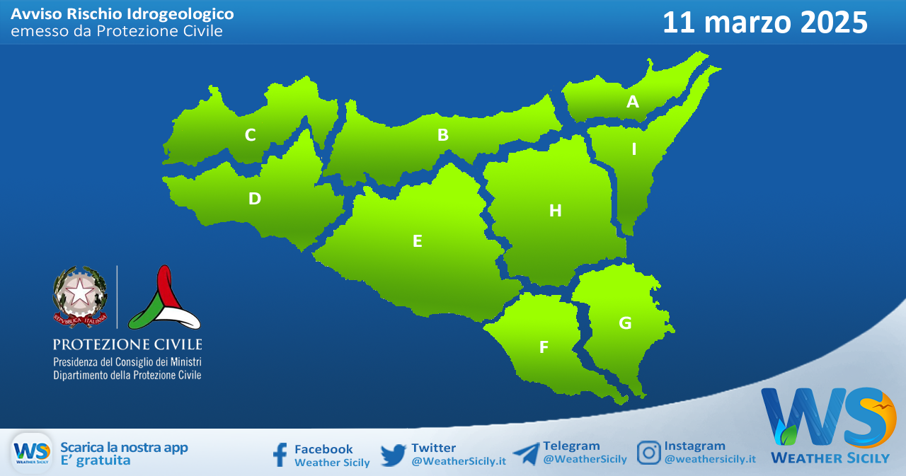 Meteo Sicilia: bollettino di allerta meteo per domani, martedì 11 marzo 2025